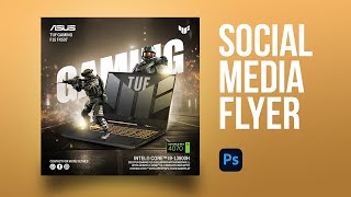 Social Media Flyer Design for Gaming Laptop Promotion in Photoshop | Laptop Promo Flyer Tutorial screenshot 1
