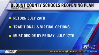 Blount County Schools release initial reopening plans