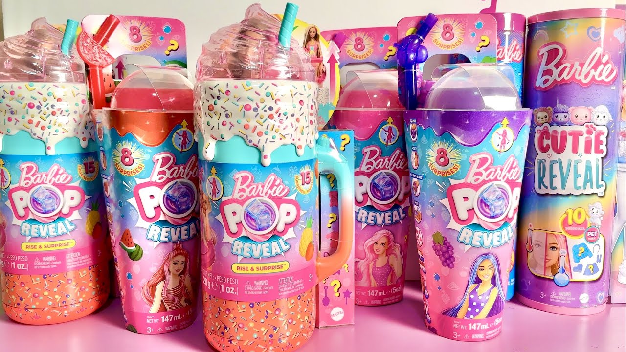 ASMR Barbie POP COLOR REVEAL DOLLS Slime surprise Unboxing Toys ‼️ 