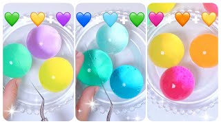【ASMR🎧】DIY ballon 💚💛💜💙🩵🩷🧡with rainbow Orbeez and nano tape - 초초대왕개구리알🐸테이프풍선 만들기