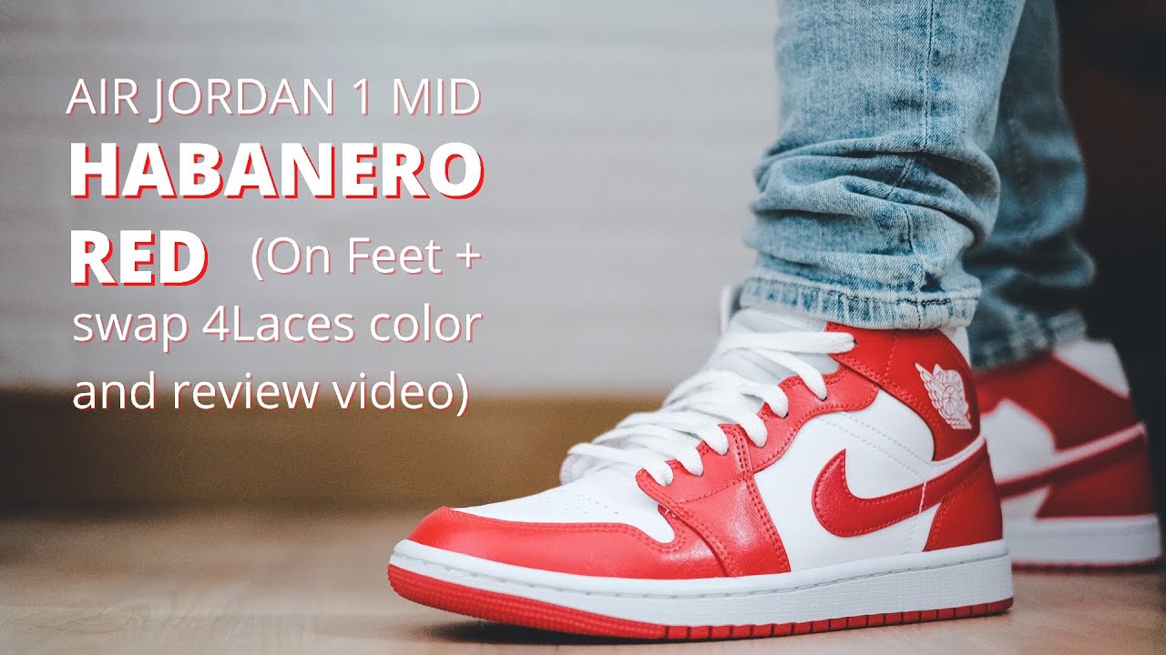 Air Jordan 1 Mid Habanero Red / BQ6472 