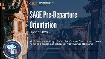 SAGE Pre-Departure Orientation: Spring 2026