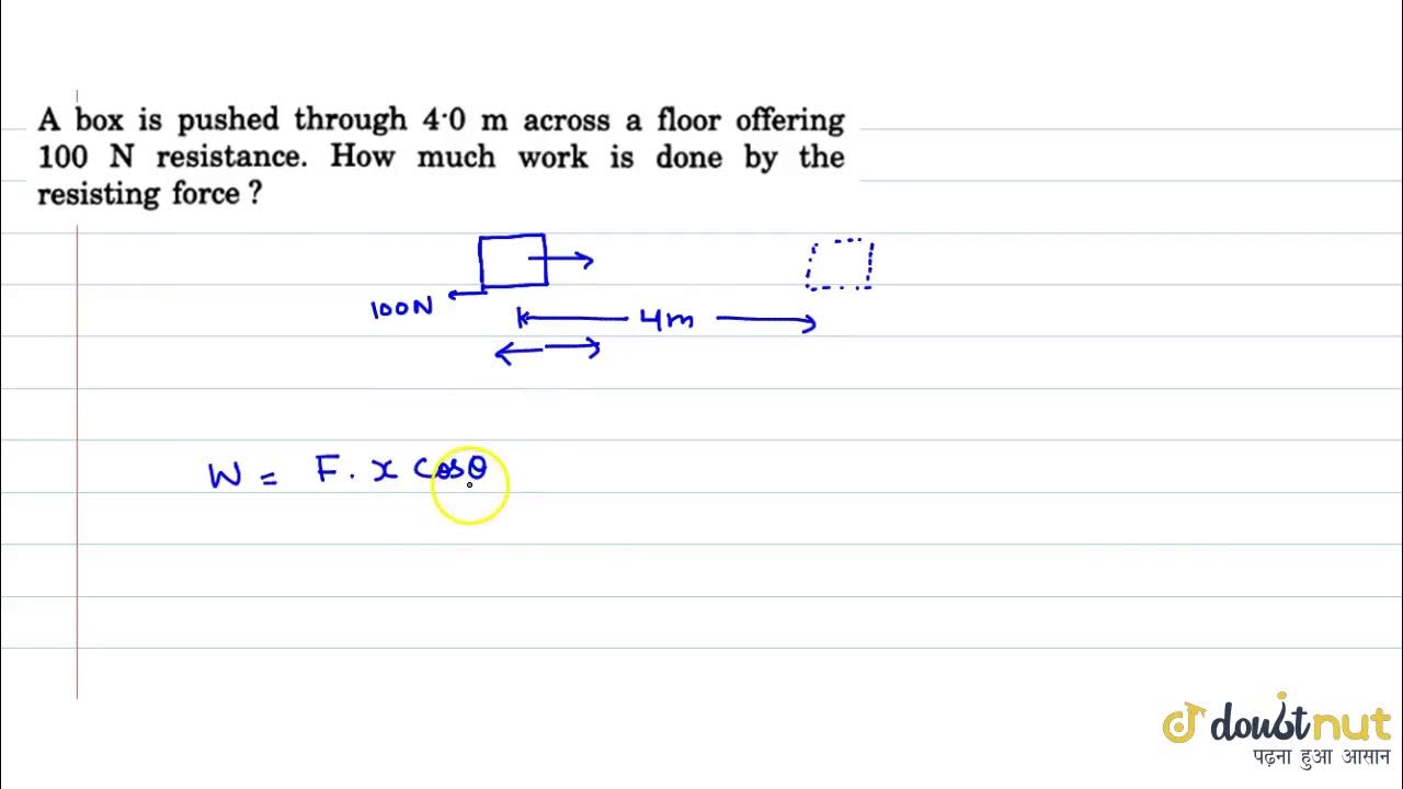 A box is pushed through 4.0 m across floor offering 100 N resistance