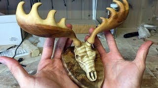 I try to make an Irish elk sculpture | wood carving video by Jonas Olsen