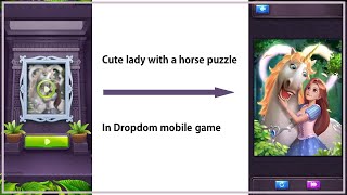 Cute Lady With A Horse Puzzle in dropdom mobile game screenshot 4