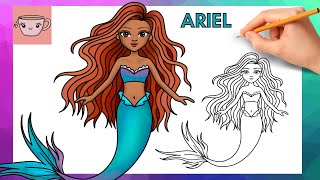 How To Draw Ariel - 2023 Live Action The Little Mermaid Movie | Halle Bailey | Disney