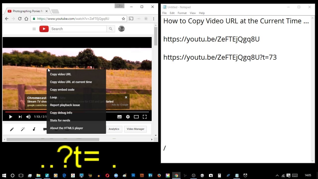 How To Copy Youtube Video Url At The Current Time Youtube