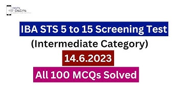 IBA STS 5 to 15 Screening Test Intermediate category 14.6.2023 | IBA STS 5 to 15 Paper 14 june 2023