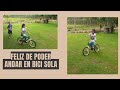 Feliz de poder andar sola en una bici mas grande .