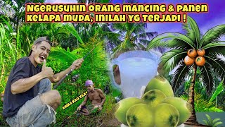 GANGGUIN TEMAN KERJA SAAT MANCING & MENIKMATI ES KELAPA MUDA