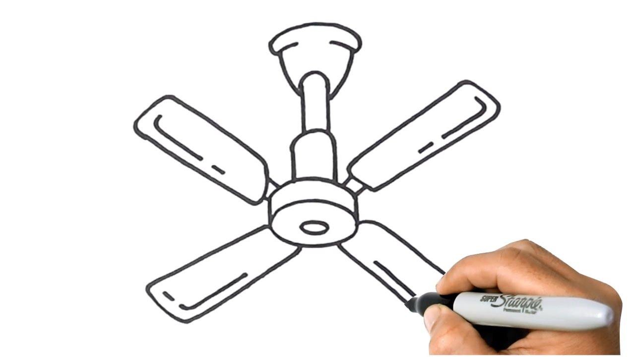 How To Draw A Ceiling Fan Easy Step By