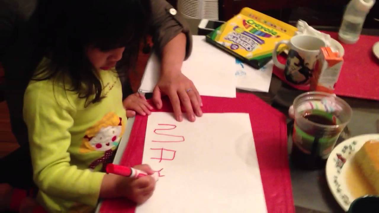 Can a 3 year old write her name?