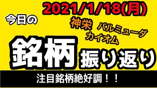 【相場振り返りシリーズ#104】2021年1月18日(月)~注目銘柄好調！！！~