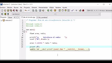 DEV C++ Circunferencia de un circulo con PRINTF Y SCANF