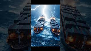 Double the Cargo, Double the Danger. ⛈️⚓#natureisscary #bigwaves #ocean