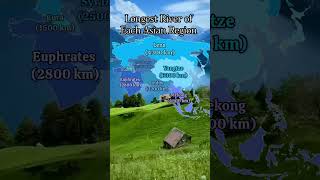 Longest River of Each Asian Region #geography #shorts #asia #map #geographythroughmaps #video