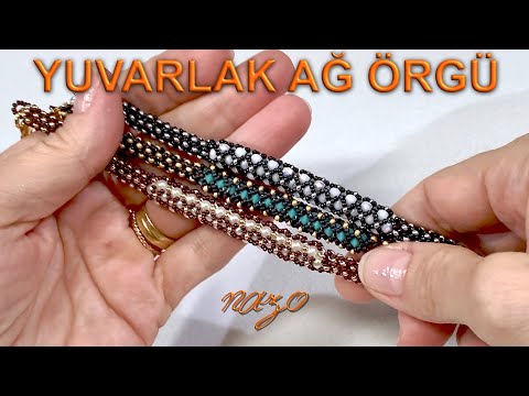 Yuvarlak ağ örgü bileklik (Tubular netting with a step up bracelet)