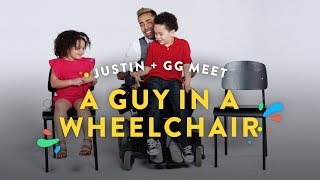 justin and gg meet a man in a wheelchair kids meet hiho kids