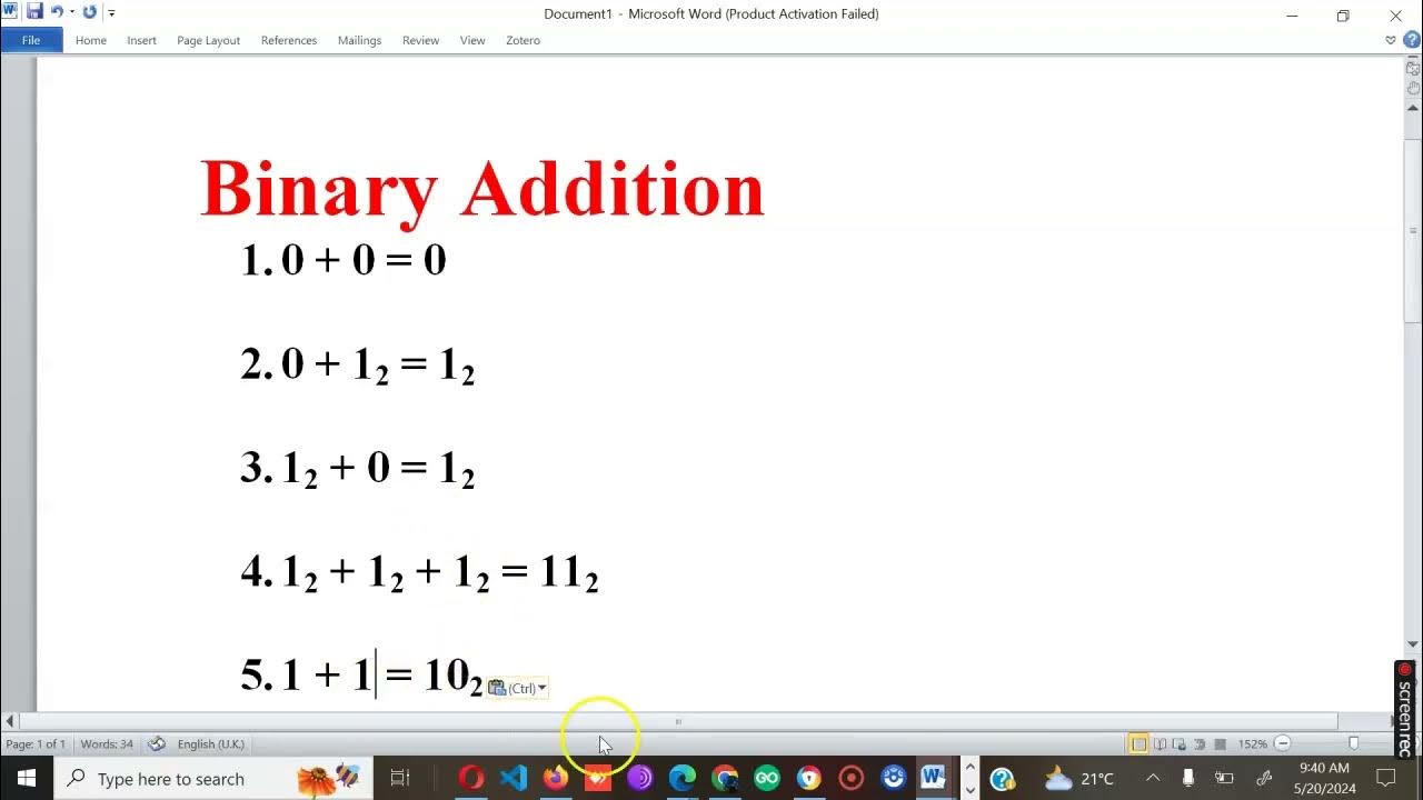 Binary addition #computerscience #binaryaddition #maths #shorts - YouTube