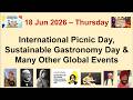 18 Jun 2026 Thursday | International Picnic Day, Sustainable Gastronomy Day & Events| #SummerOfGoals