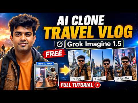 Create Travel Vlog with AI Clone Using Grok Imagine 1.5 For Free | Full Tutorial