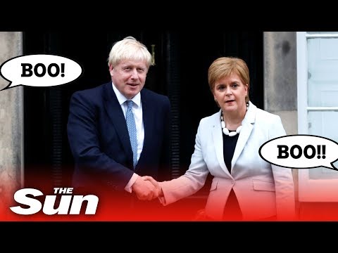 Angry Scots boo Boris as he meets Nicola Sturgeon in Edinburgh