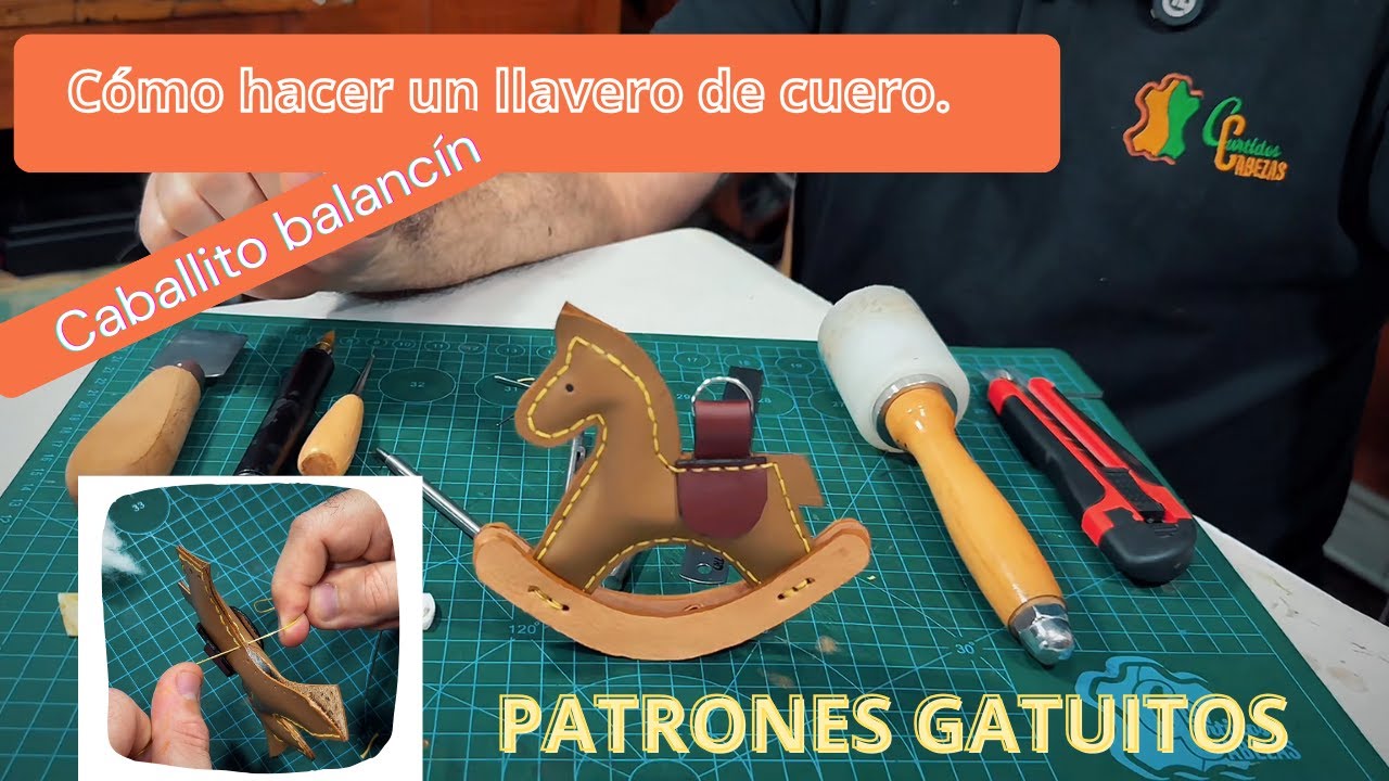Cómo hacer un llavero de cuero caballito balancín | Tutorial paso a paso con patrones gratis