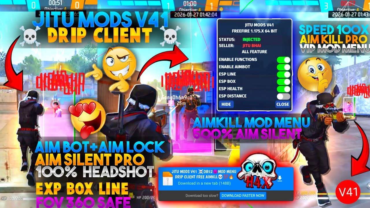 😱 Free Fire OB52 Antiban Headshot Panel 🔥 | Mod Menu + Injector OB52 100% Safe ✅ | 