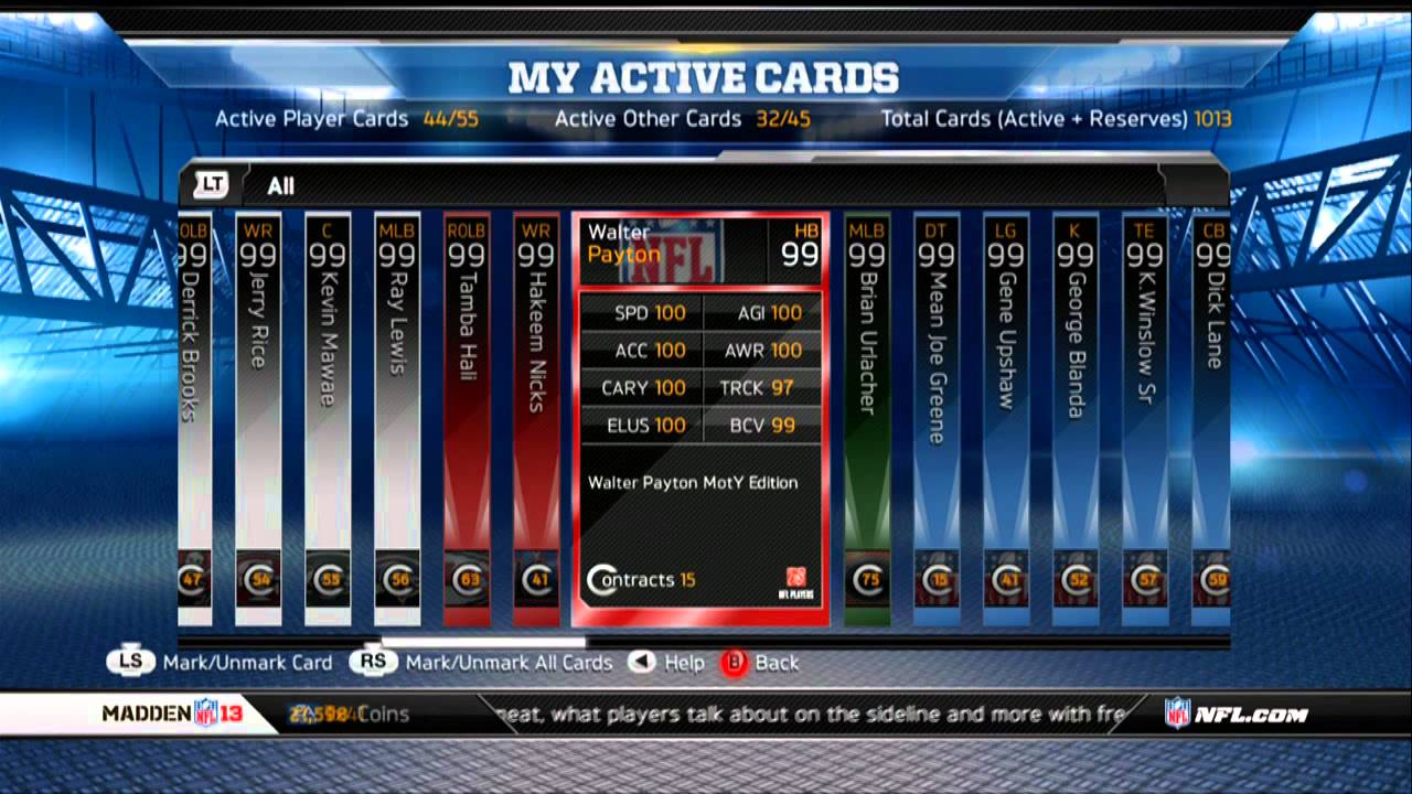 Madden 13 Ultimate Team Right Tackle Collection