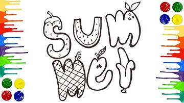 How to draw Summer_ Block Letters/ Easy Drawing and coloring cute summer