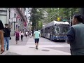 Walking in Downtown Vancouver BC Canada. City Life on Granville Street.