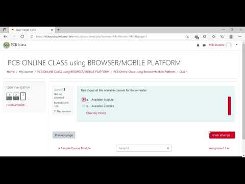 PCB iclass Moodle Using Browser