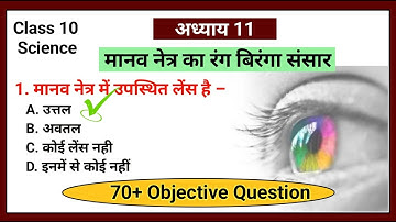 मानव नेत्र का रंग बिरंगा संसार MCQ || Class 10 Science Chapter 11 || Objective Question