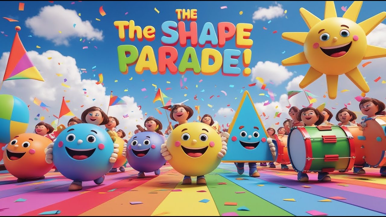 “The Shape Parade 🔺🔵🟩 Fun Geometry Song for Kids Learn Shapes & Colors ...