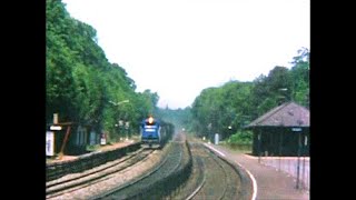 NJT 1995, early CONRAIL 1977, Steam ex-FEC 148 1975. Ho-Ho-Kus, NJ.