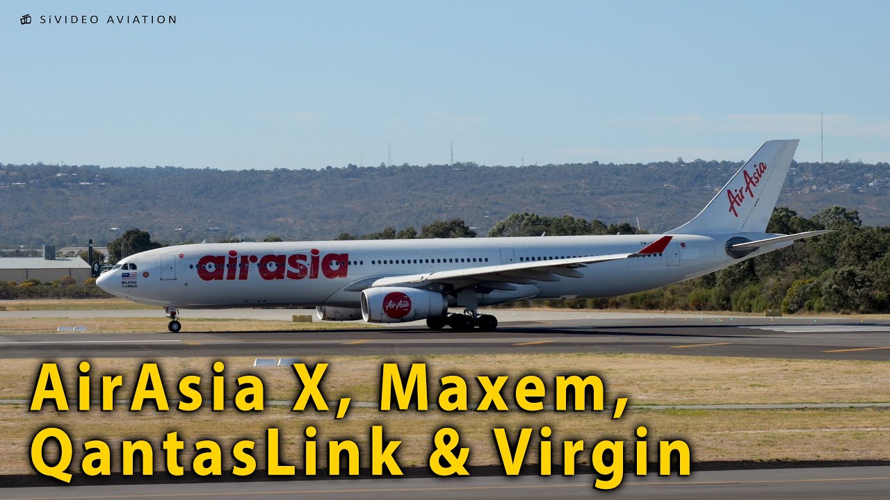AirAsia X , Qantaslink, Maxem Aviation & Virgin Australia Airlines on RW03 at Perth Airport.