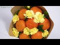 Идея фруктового букета. Букет из мандаринов и цветов