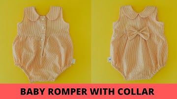 DIY HOW TO SEW BABY ROMPER WITH COLLAR TUTORIAL( beginners sewing) free pattern paper