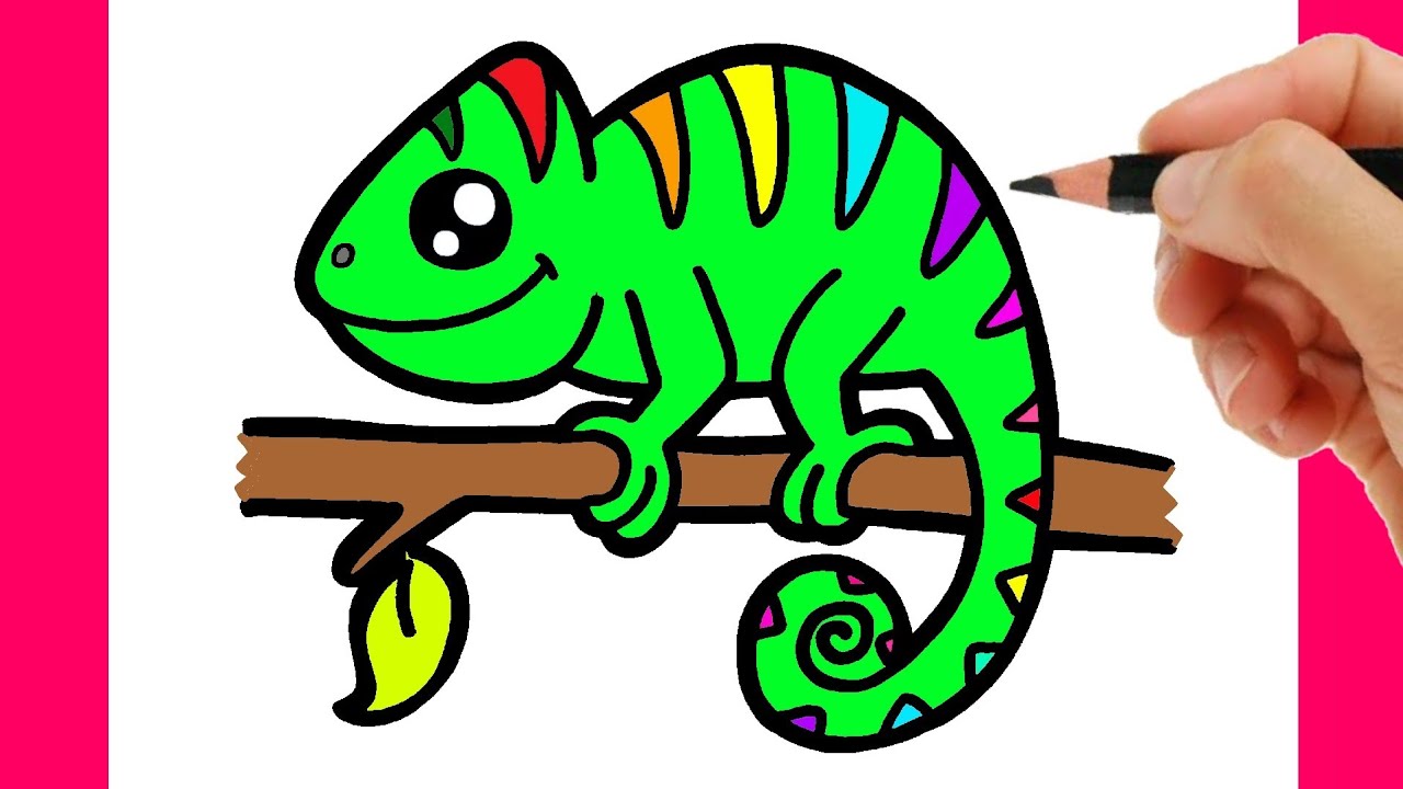 CÓMO DIBUJAR UN CAMALEÓN FÁCIL - YouTube
