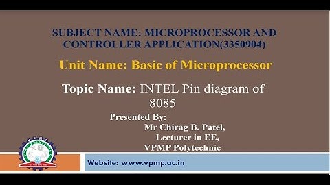 INTEL PIN DIAGRAM OF MICROPROCESSOR 8085 | MCA | 3350904 | MR. CHIRAG B. PATEL