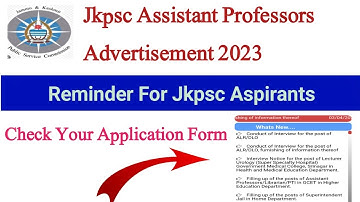 Important For Jkpsc Aspirants | Jkpsc Assistant professor Recruitment 2023 | Jkpsc