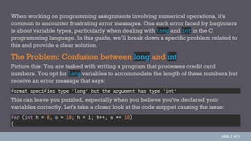 Understanding the long and int Data Types in C: A Beginner’s Guide to Fixing Variable Errors