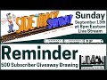 Reminder | First Side Track Sunday Stream 9/13/2020 | 500 Subscriber Giveaway Drawing