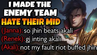The enemy RAGED at their OWN MID for losing to Jhin Mid (He got buffed!)