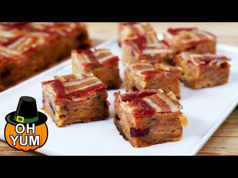 Bacon Wrapped Stuffing Square Appetizers | The Perfect Thanksgiving