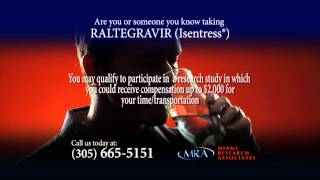 HIV Positive Raltegravir (Isentress) Research Study at Miami Research Associates