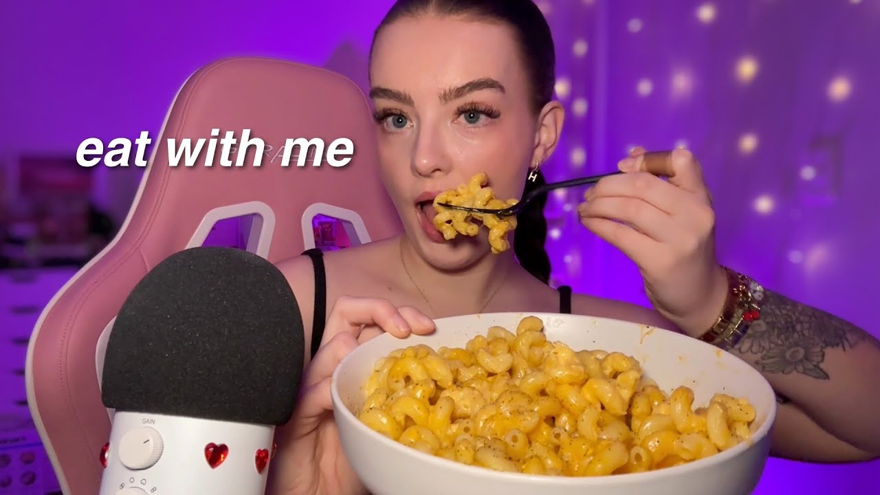 ASMR mac n' cheese mukbang 🧀 with crispy marshmallow treat