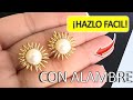 ARETES BROQUEL TIPO PIN con perla al centro / EN ALAMBRISMO