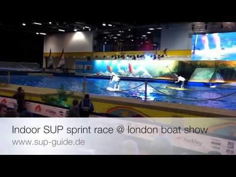 Indoor SUP (stand up paddle) sprint race @ london boat show (www.sup-guide.com)