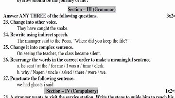 10th std english 1st Revision exam model question paper 2022
